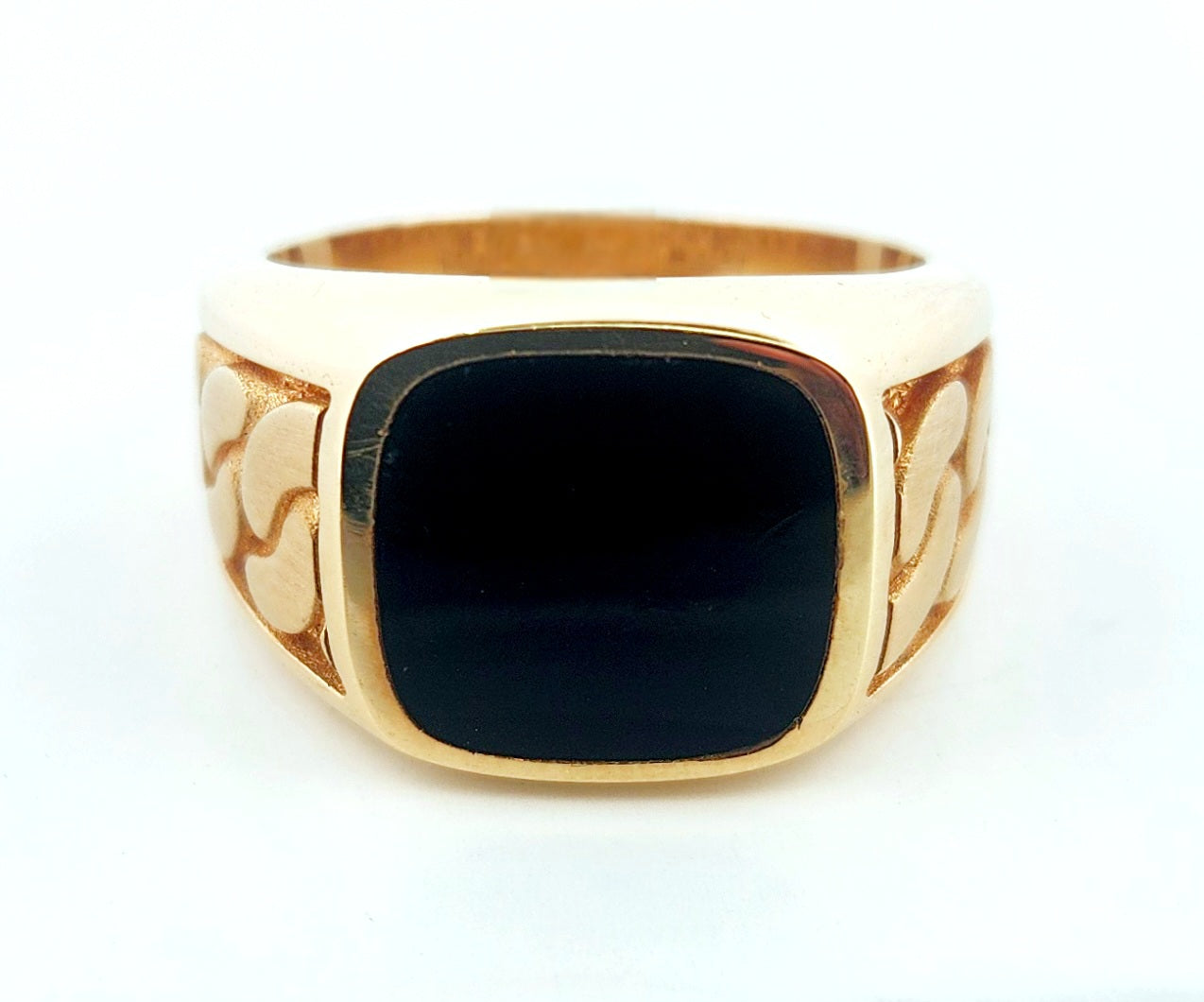 MEN'S 14k black stone cuban link ring / onix stone