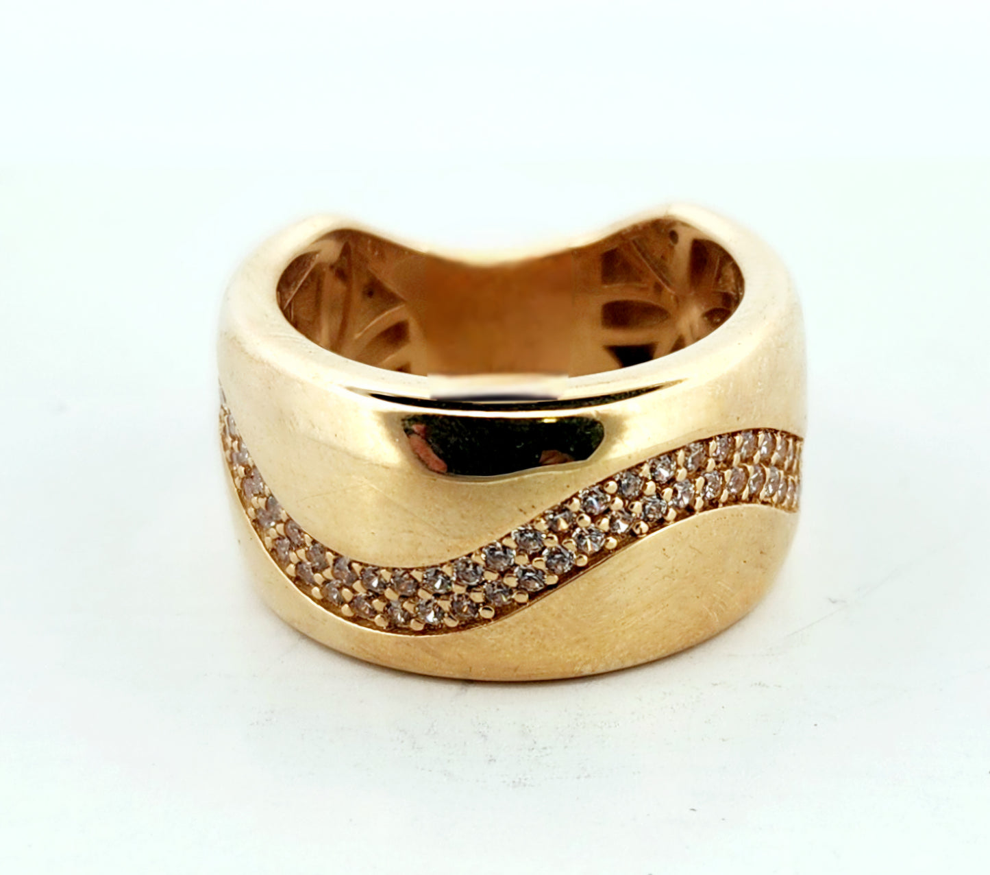 WOMAN'S 14k Wave line stones/ zircon stones