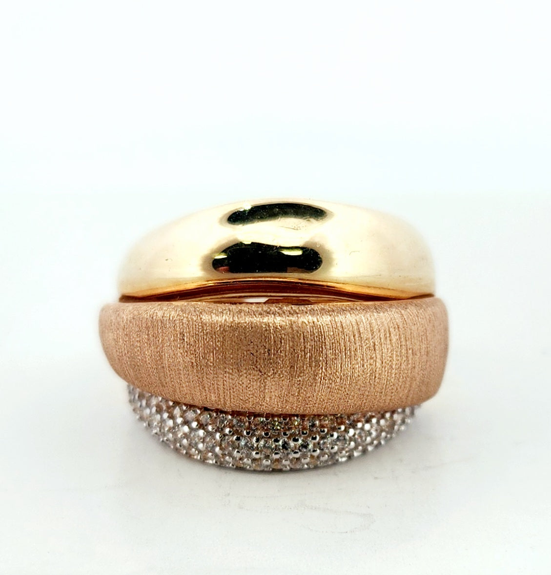 WOMAN'S 14k Stone 3 Bands / zircon stones