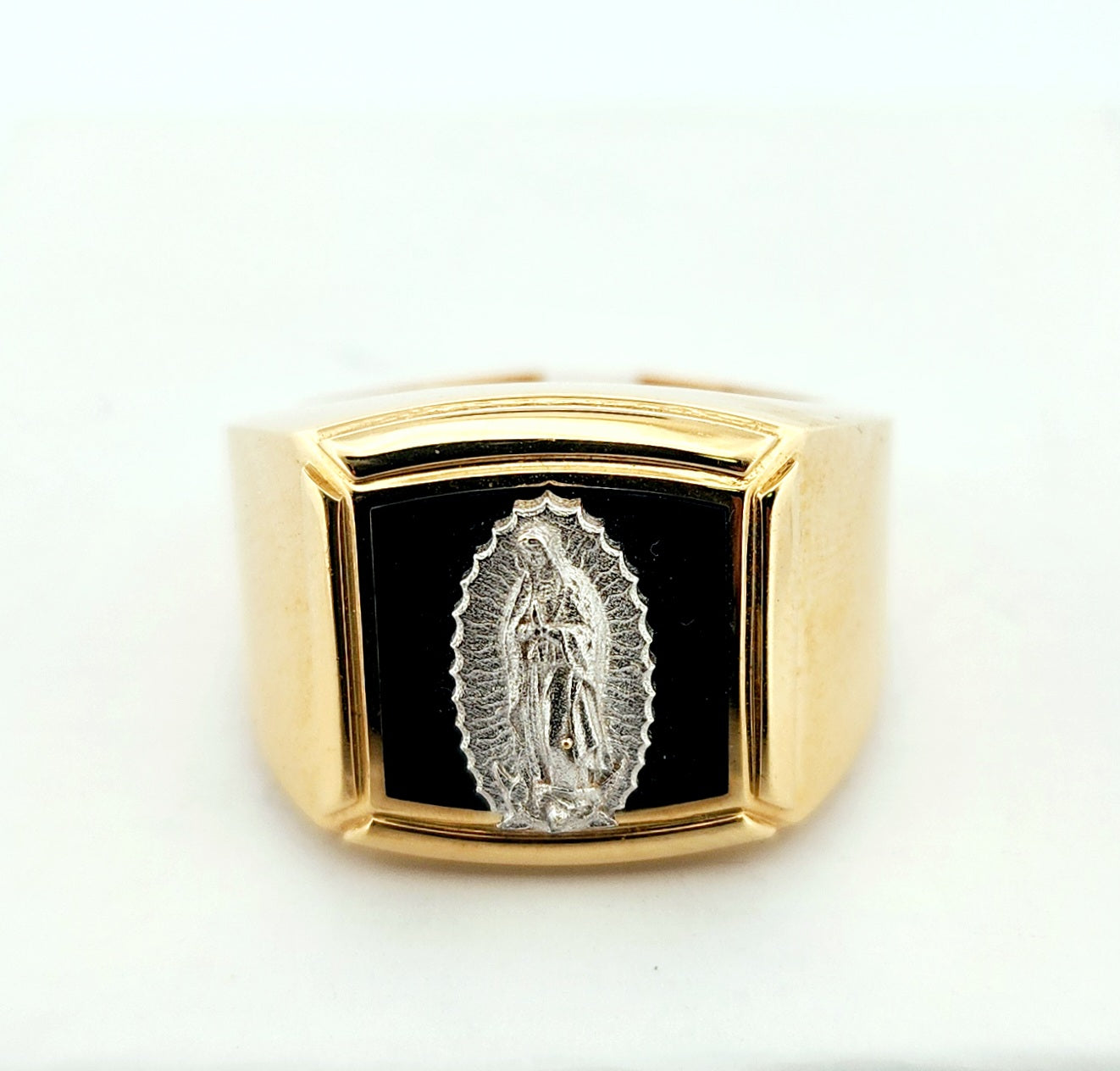 Man's 18k Guadalupe virgin ring