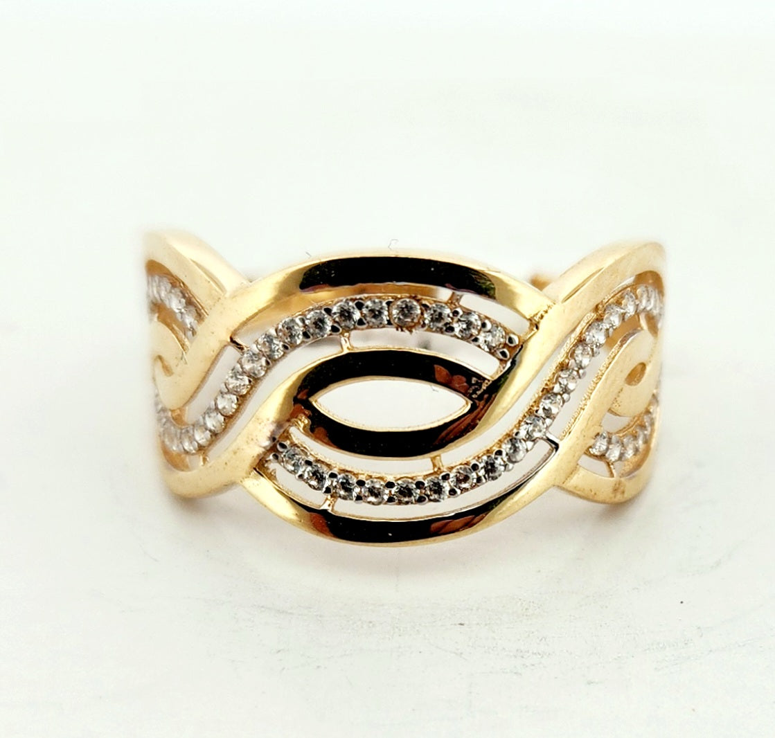 WOMAN'S 18k 2 Cross bands with stones/zircon stones