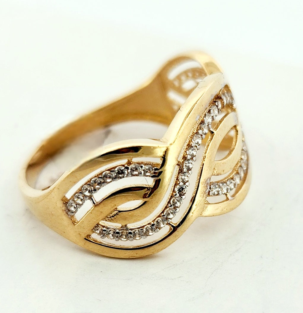 WOMAN'S 18k 2 Cross bands with stones/zircon stones