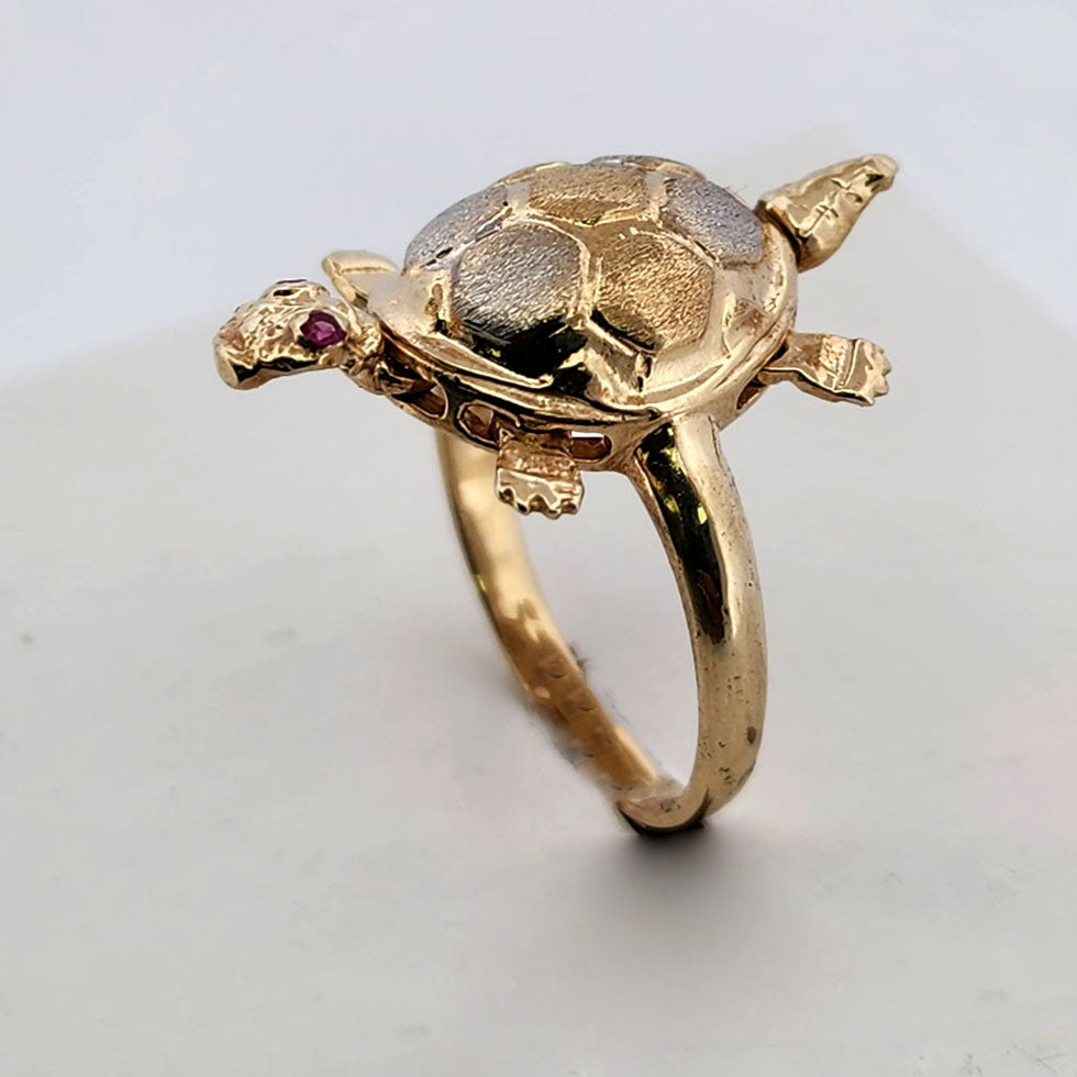 14K WOMEN TURTLE MOTION RING