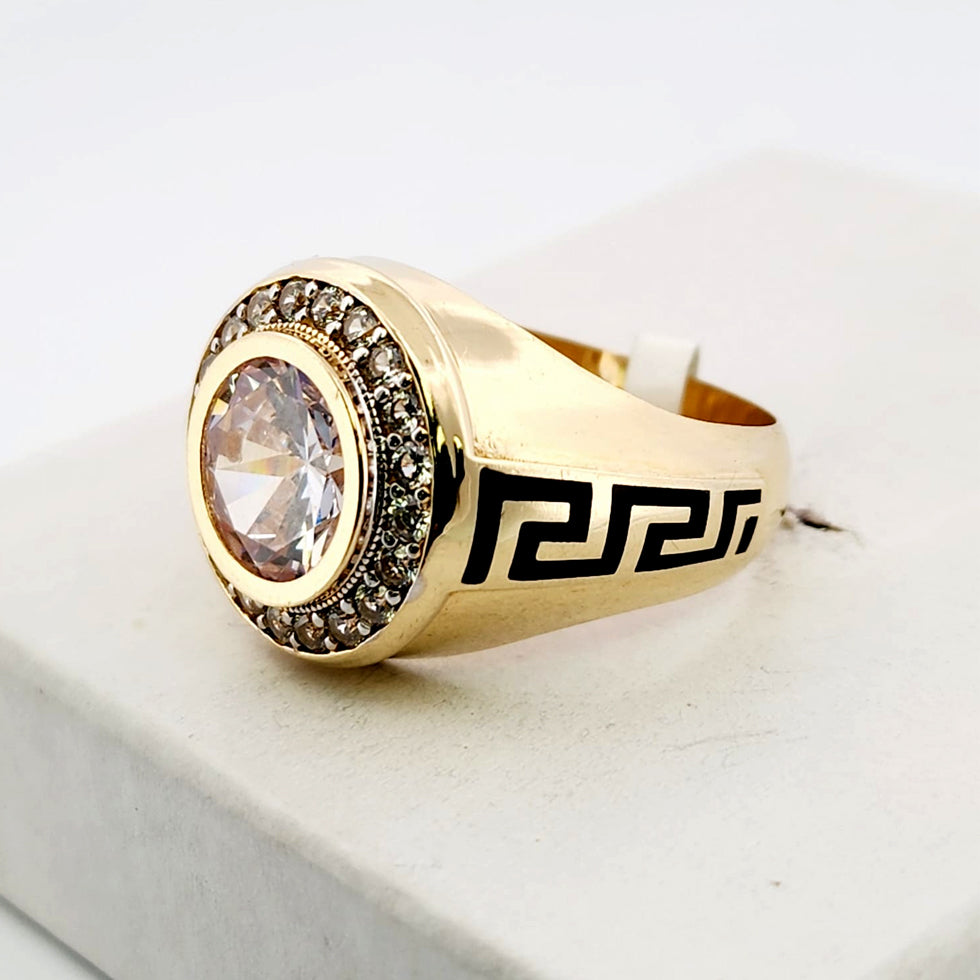 MEN'S 14K fashion ring with/ round zirconium.