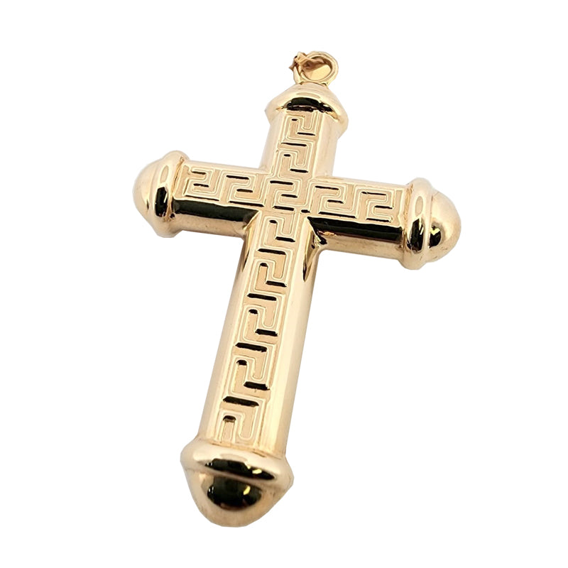 18K Cross of Jesus Pendant..2 tones White/Yellow Gold.