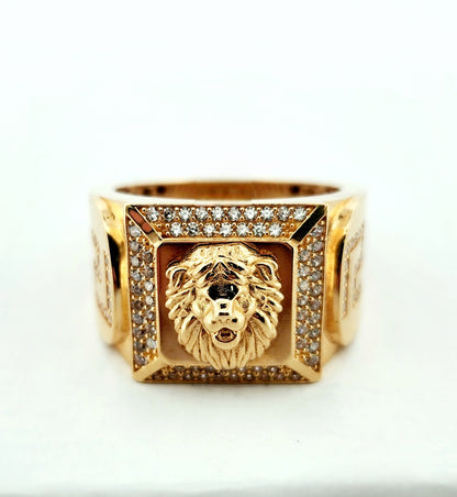 Man's 18k square medusa head ring