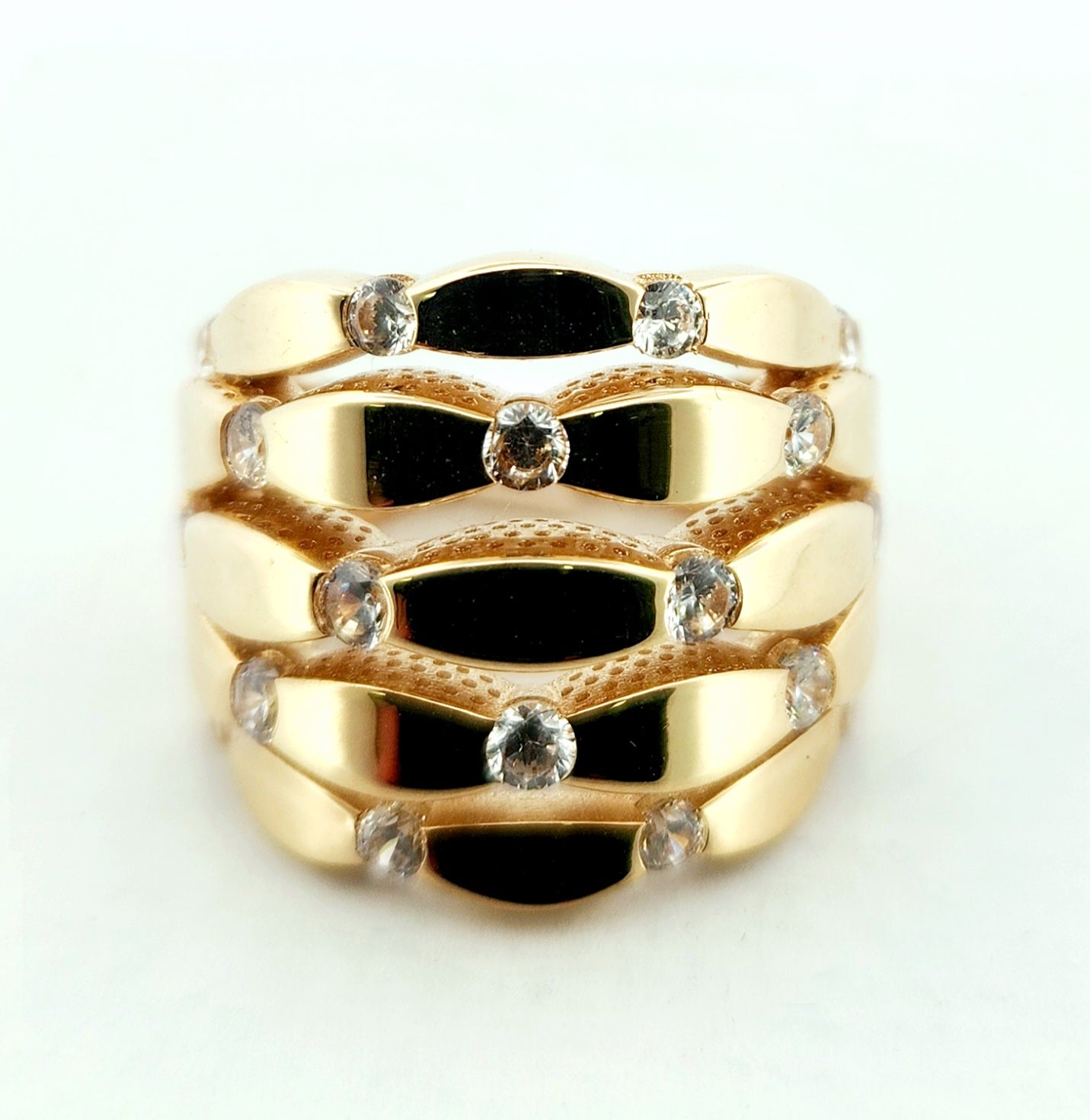 WOMAN'S 18k 5 waves lines with stones/ zircon stones