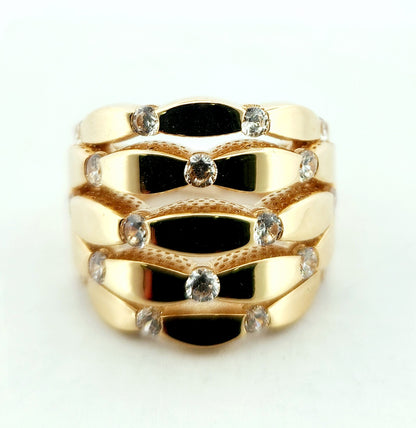 WOMAN'S 18k 5 waves lines with stones/ zircon stones