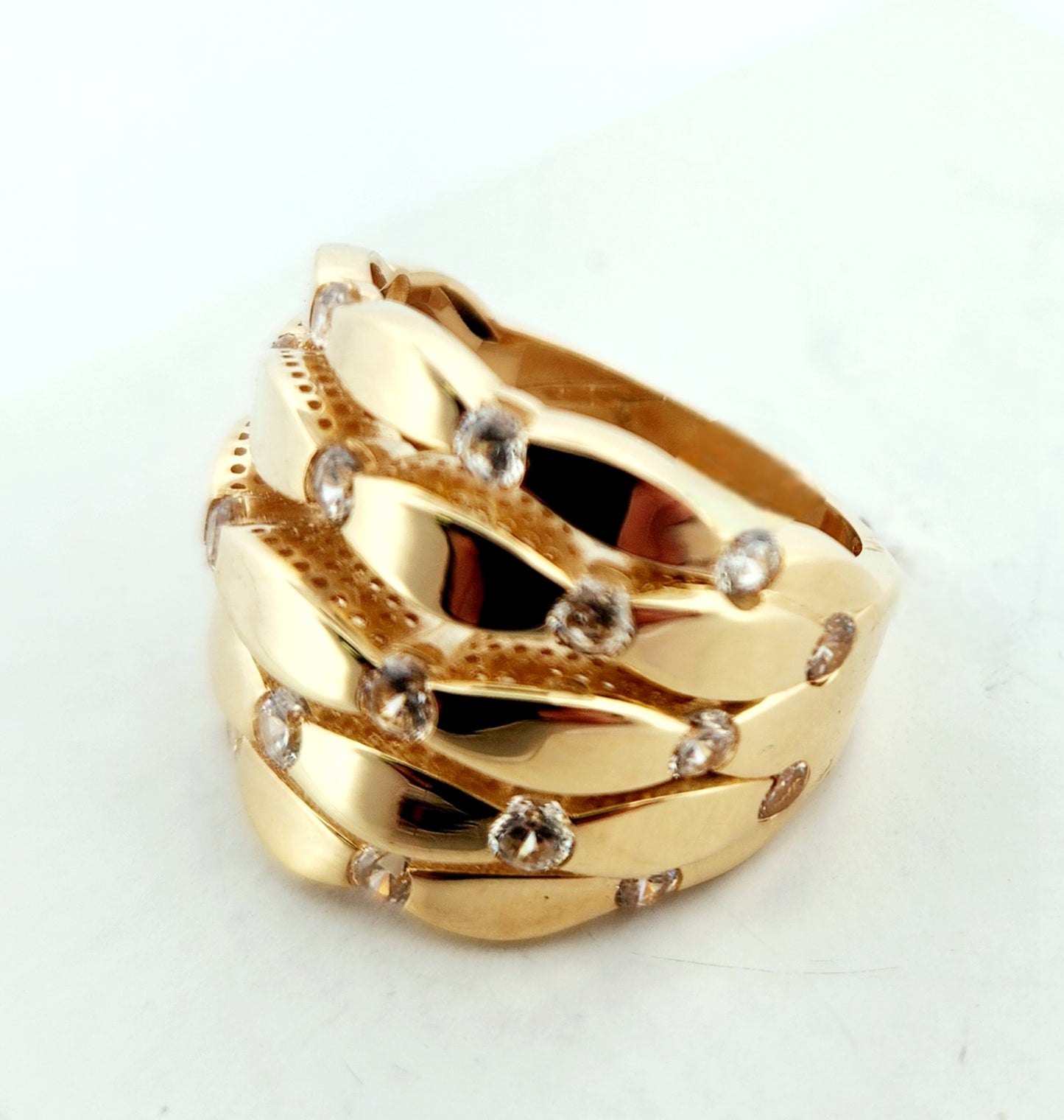 WOMAN'S 18k 5 waves lines with stones/ zircon stones