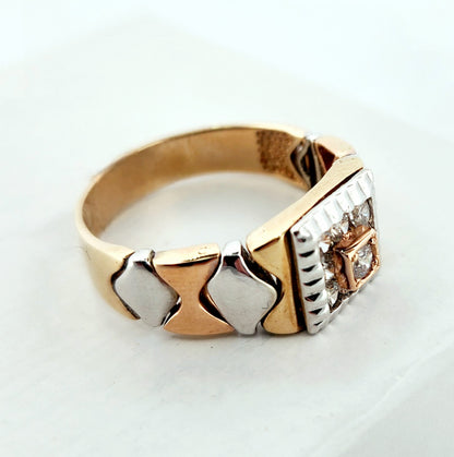 WOMAN'S 18k Square design stones articulated ring