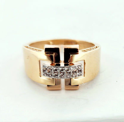 WOMAN'S 18k Belt desing Ping and yelow ring