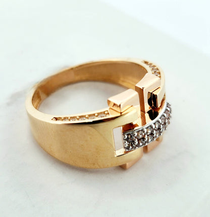 WOMAN'S 18k Belt desing Ping and yelow ring