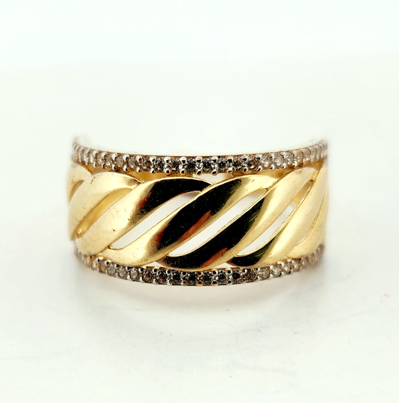WOMAN'S 18k Openwork band with stones/zircon stones