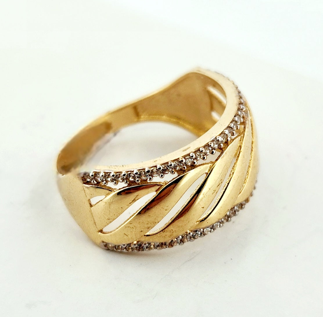 WOMAN'S 18k Openwork band with stones/zircon stones