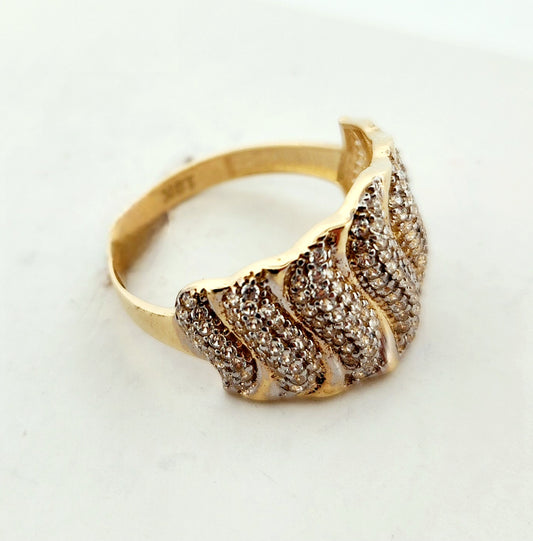 WOMAN'S 18k Wavy bands with stones ring/zircon stones