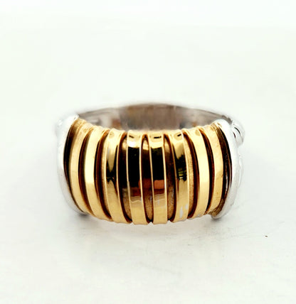 WOMAN'S 18k white and yellow gold lines ring