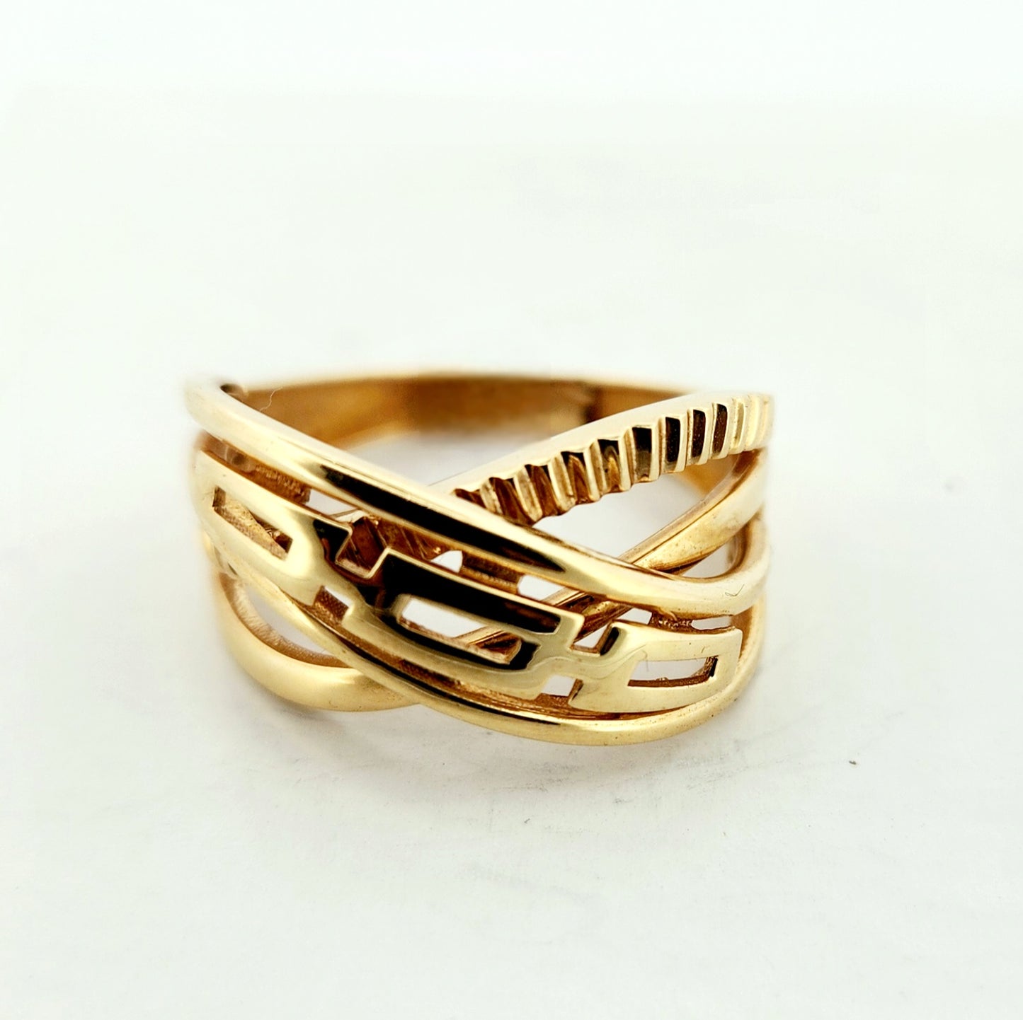 WOMAN'S 18k X Shape with gears ring