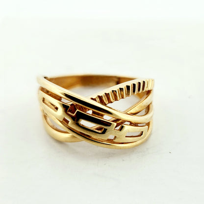 WOMAN'S 18k X Shape with gears ring