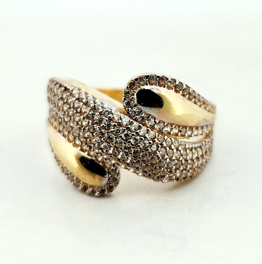 WOMAN'S 18k stones wave line with lateral drops/zircon stones