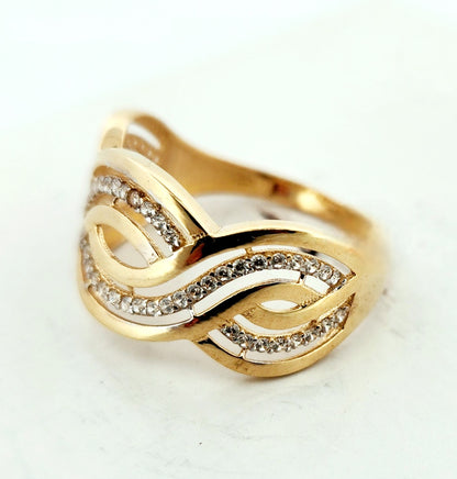 WOMAN'S 18k 2 Cross bands with stones/zircon stones