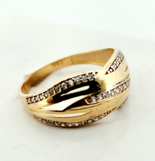 WOMAN'S 18k Cross bands with stones 2/zircon stones
