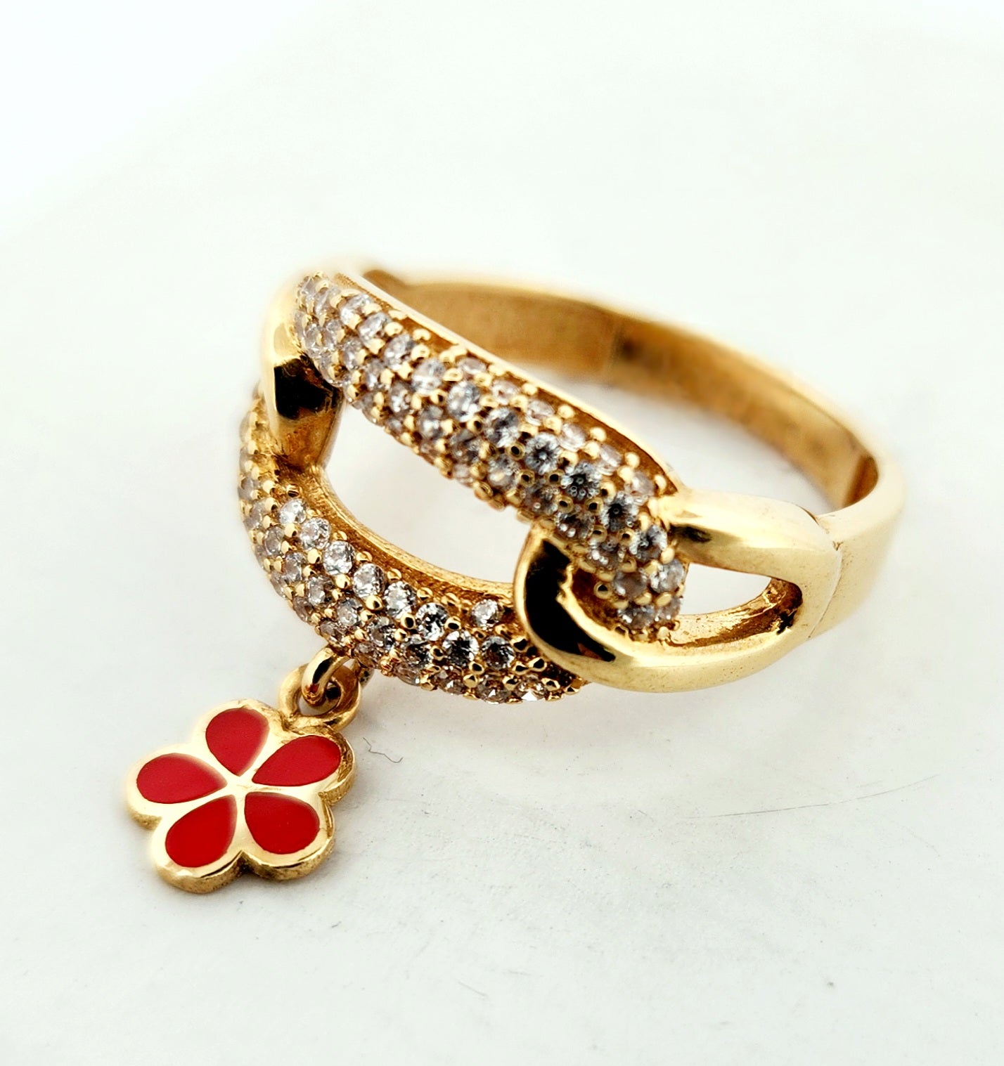 WOMAN'S 18k Red flower articulated ring