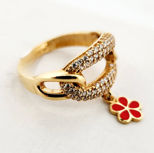 WOMAN'S 18k Red flower articulated ring