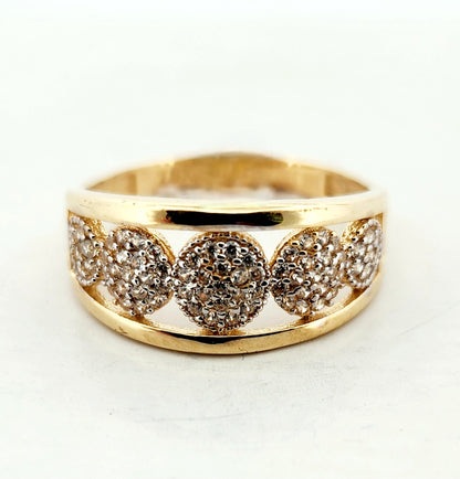 WOMAN'S 18k Circles stones boxes ring