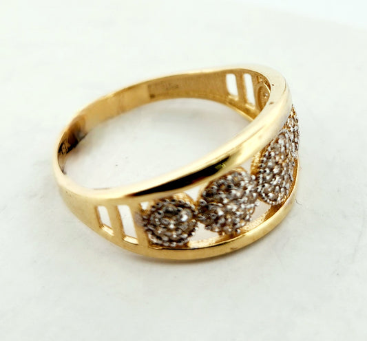 WOMAN'S 18k Circles stones boxes ring