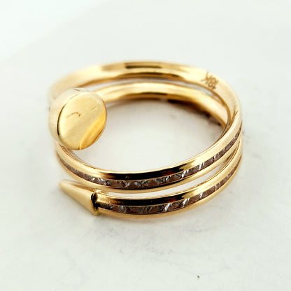 WOMAN'S 18k Nail shape ring/zircon stones