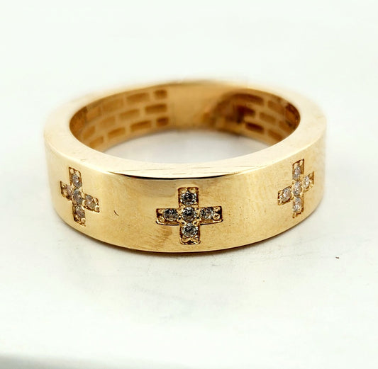 WOMAN'S 18K Simple ring of crosses with stones/zircon stones