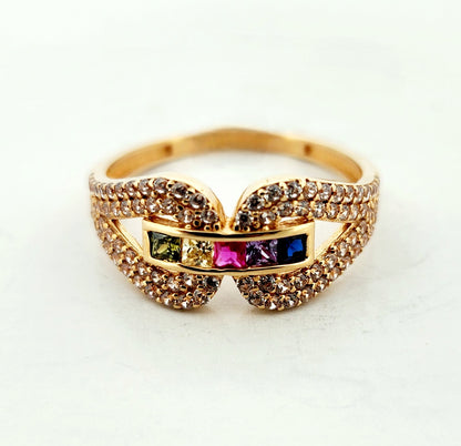 WOMAN'S 18K belt design with multicolor stone ring/zircon stones