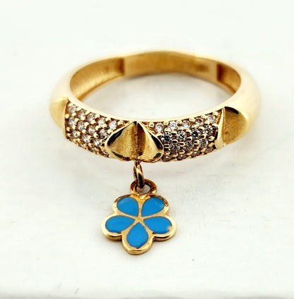 WOMAN'S 18K  hanging blue flower/zircon stones