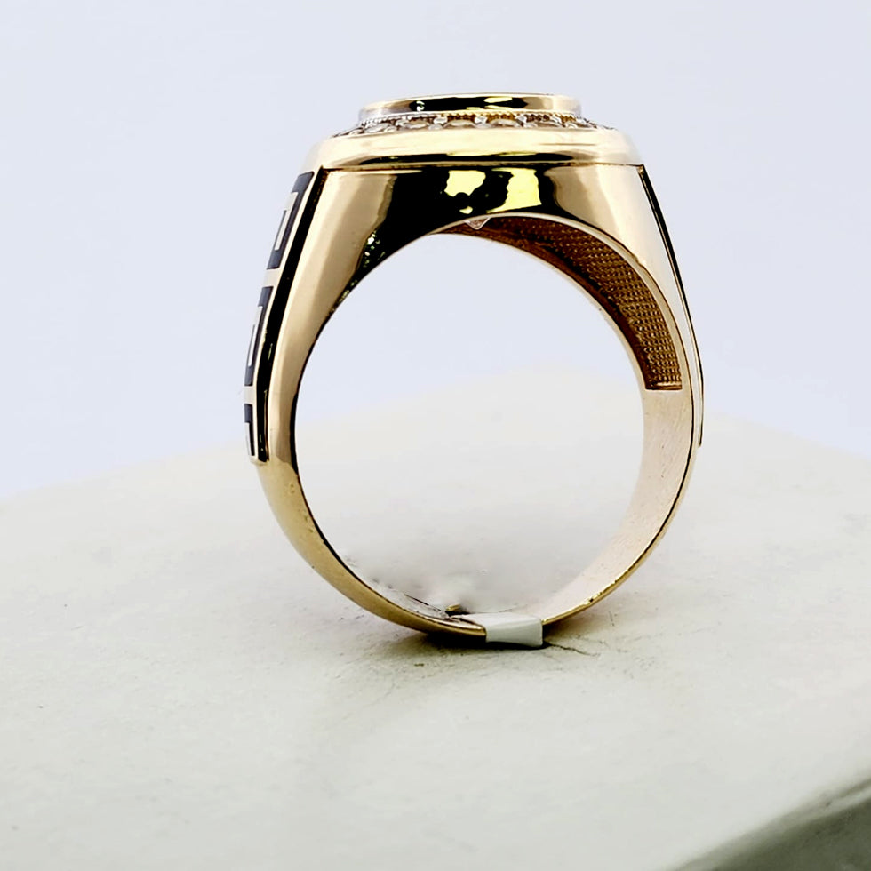 MEN'S 14K fashion ring  with/ round zirconium.