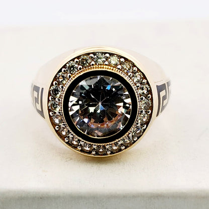 MEN'S 14K fashion ring with/ round zirconium.