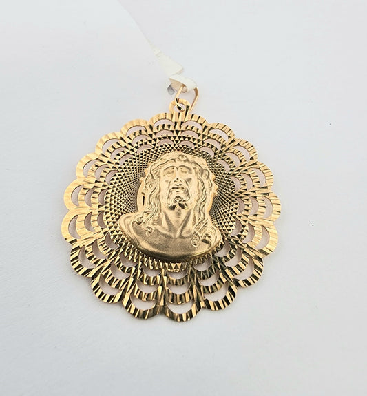 18K Double Sided Jesus and Virgin Mary Pendant